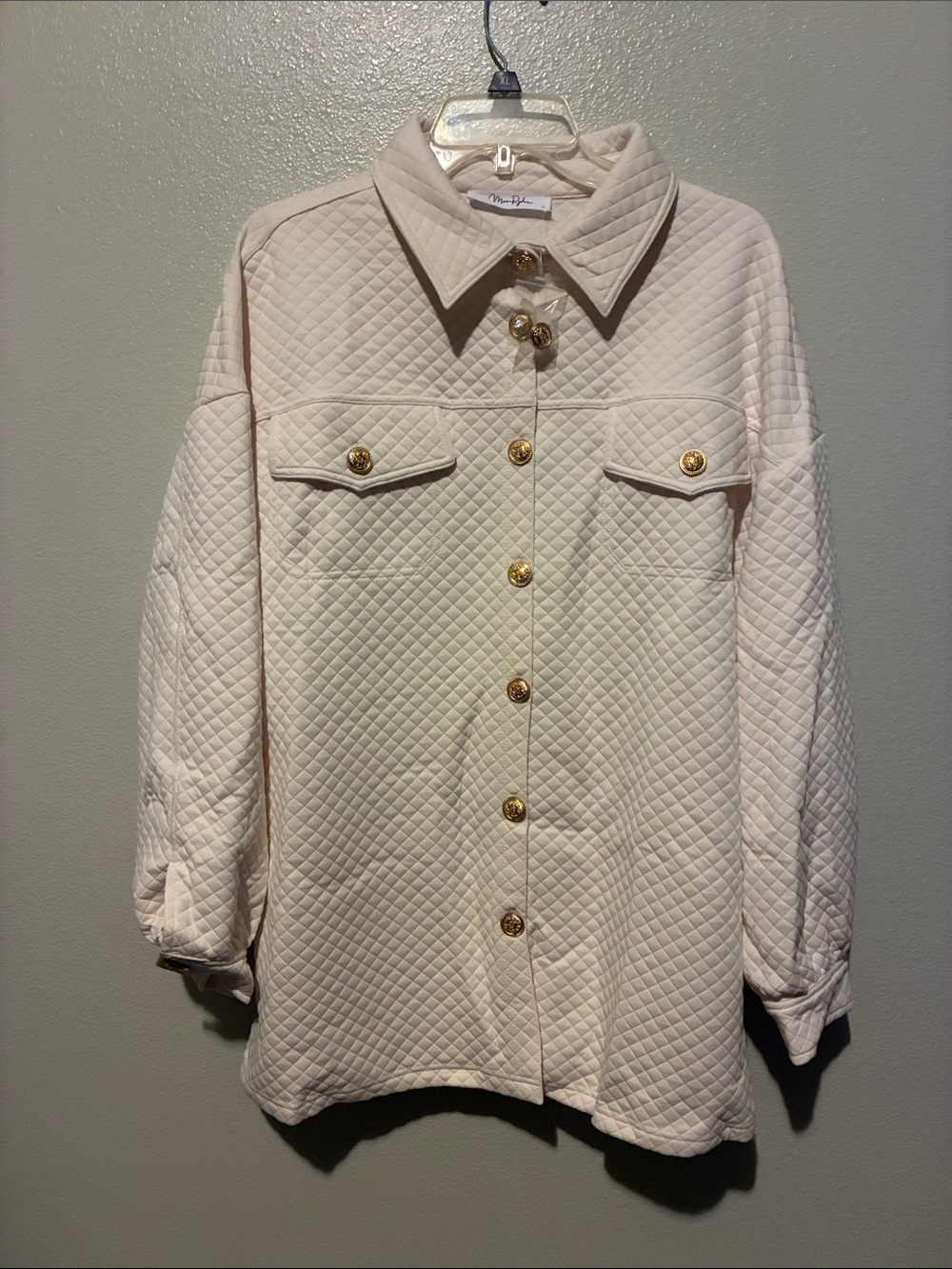 Quilted Cream Shacket with Gold Buttons -